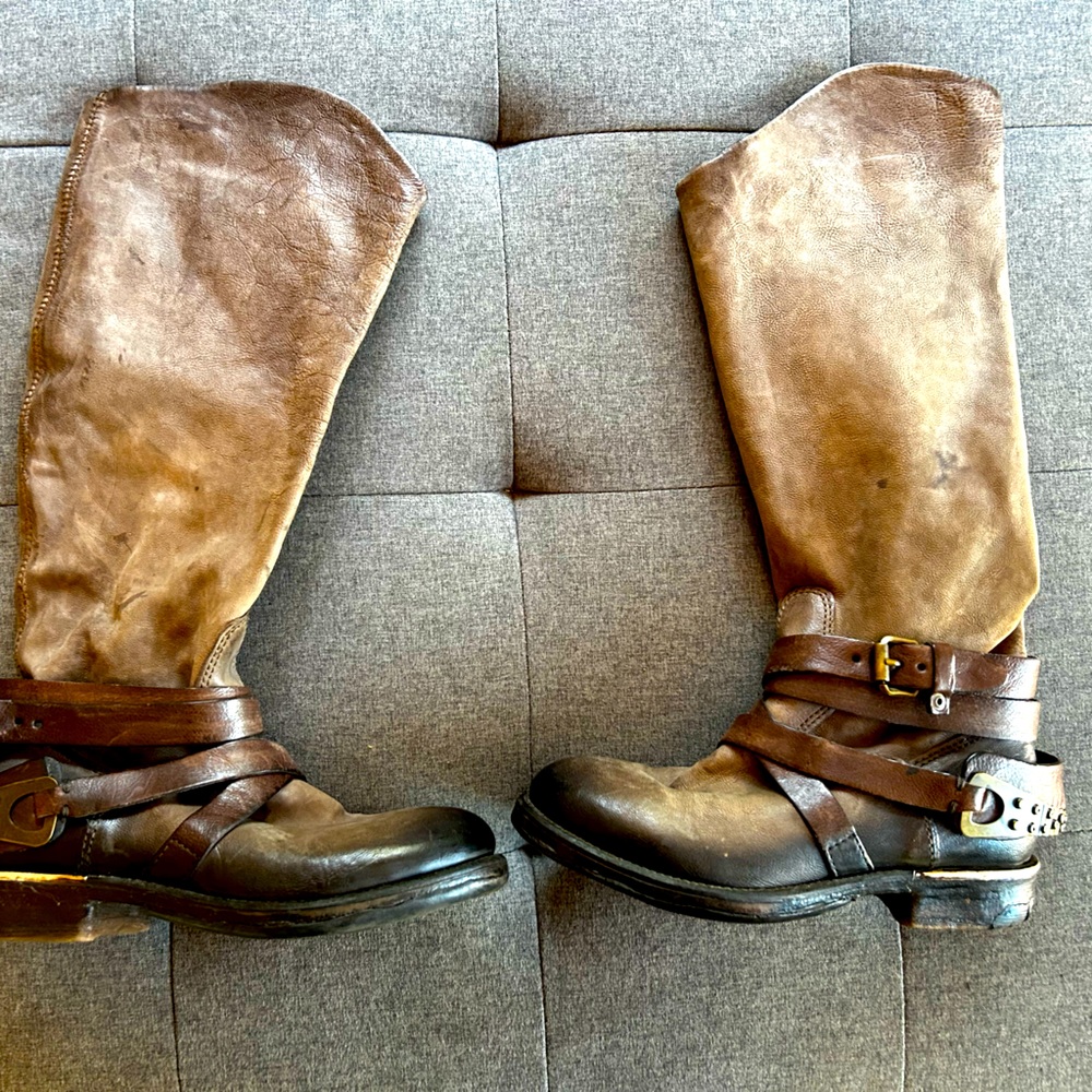 Beautiful Airstep leather boots with straps and buckle..